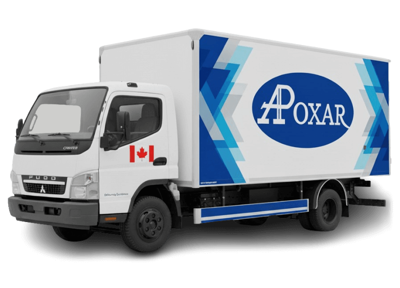 Apoxar branded truck for bulk delivery with a Canadian flag